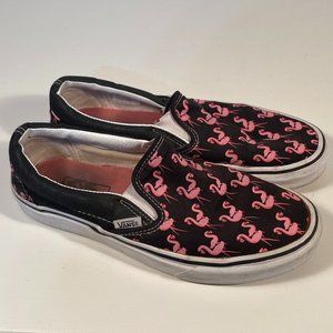 Vans Flamingo Print Canvas Slip on Sneakers Women Size 8